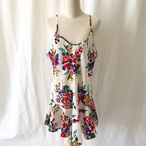 Vintage California Dynasty floral peplum slip L